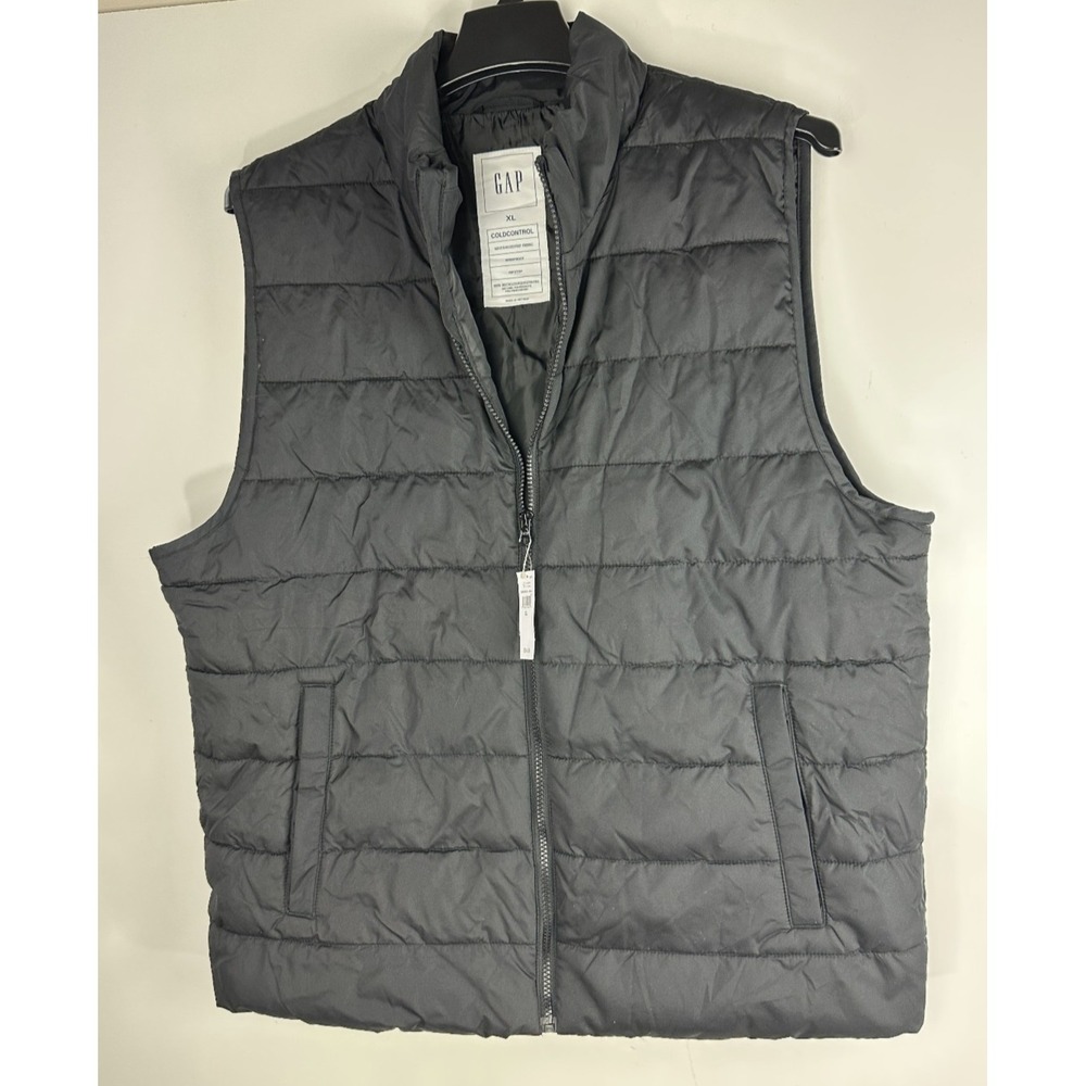 NWT Gap ColdControl Relaxed Puffer Vest Black Men's Size XL Ripstop Waterproof - Picture 4 of 10